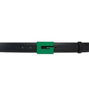 Gucci 709974 Unisex‎ Black Leather Belt with Ceramic Green G Buckle, 100 or 105